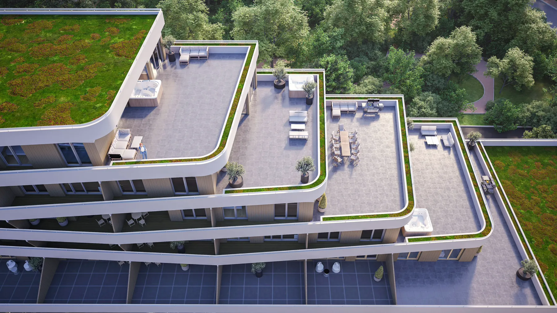 Terasa penthousu na Pražskej cez deň